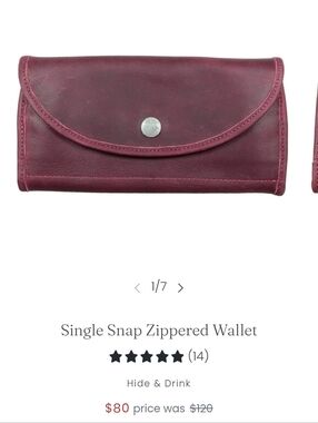 Hide & Drink Burgundy Leather Fold Wallet